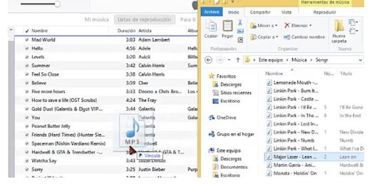 pestaña música en iTunes y Songr